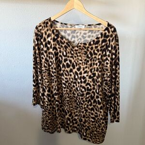 Michael Kors Leopard Print Blouse - Brown and Black